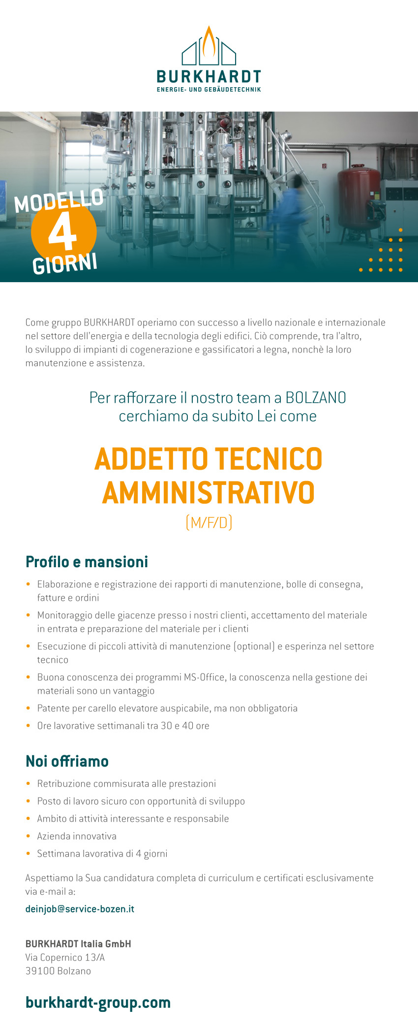 Addetto tecnico amministrativo (m/f/d)