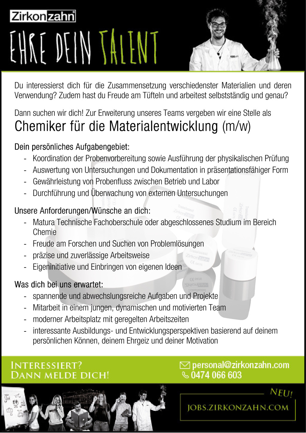 Chemiker für die Materialentwicklung (m/w)