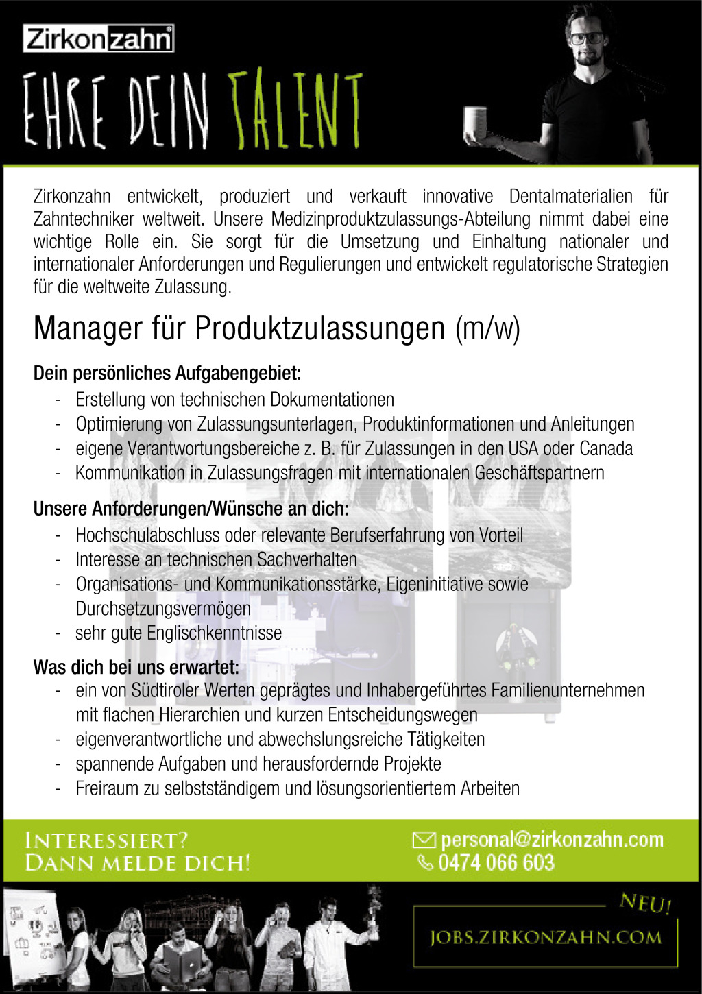 Manager für Produktzulassungen (m/w)