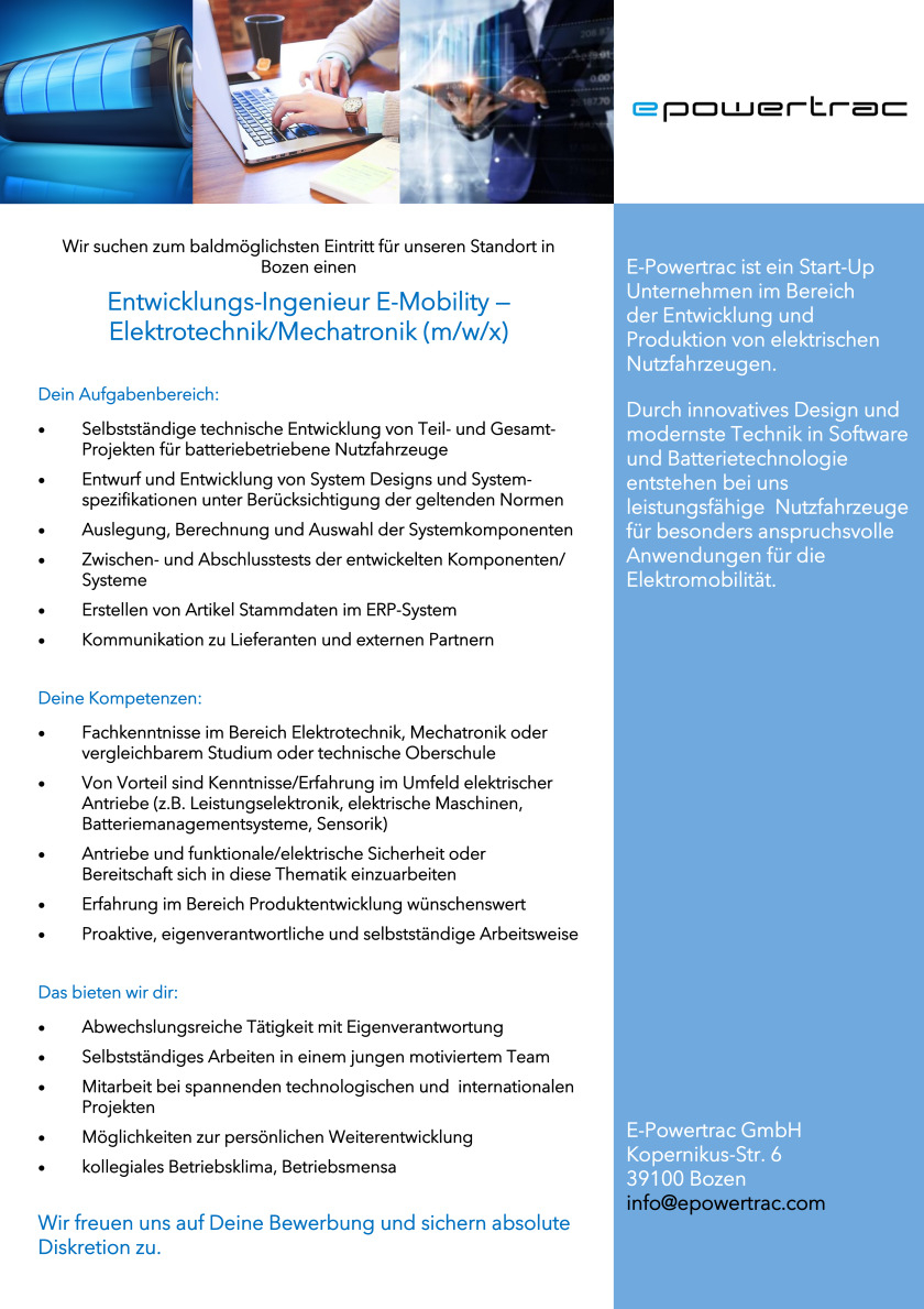 Entwicklungs-Ingenieur E-Mobility — Elektrotechnik/Mechatronik (m/w/x)
