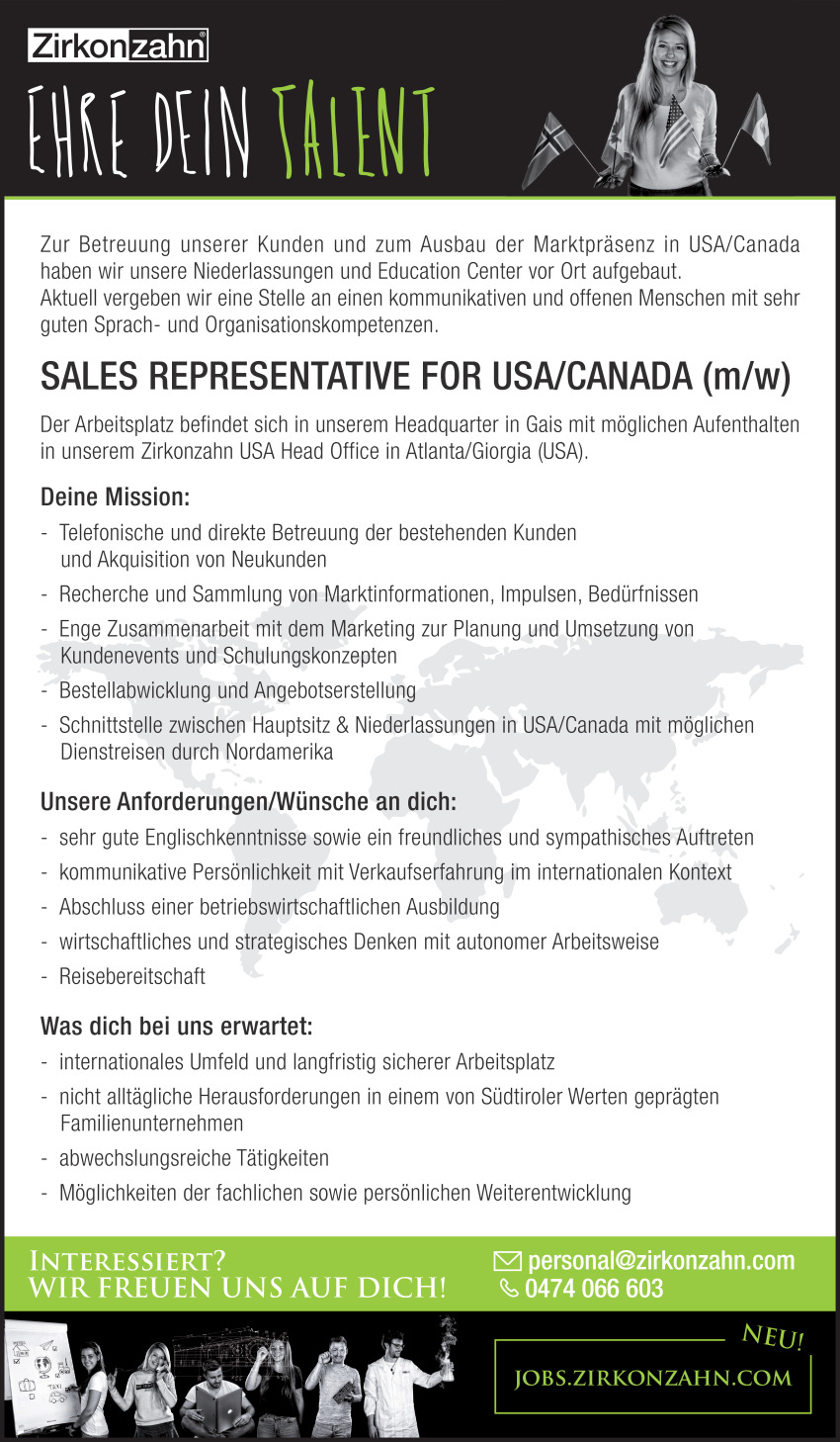 Sales Representative for USA / Canada (m/w)