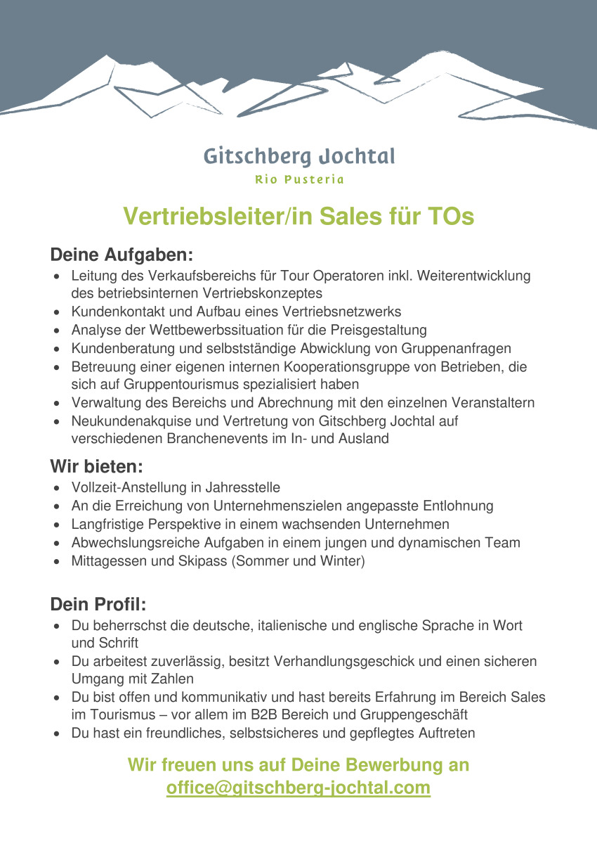 Vertriebsleiter/in Sales für TOs