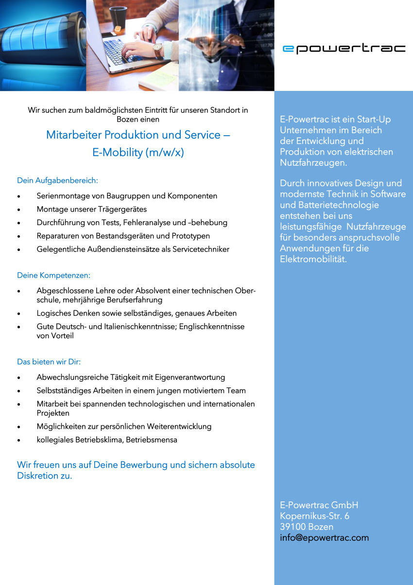 Mitarbeiter Produktion und Service (m/w/x)