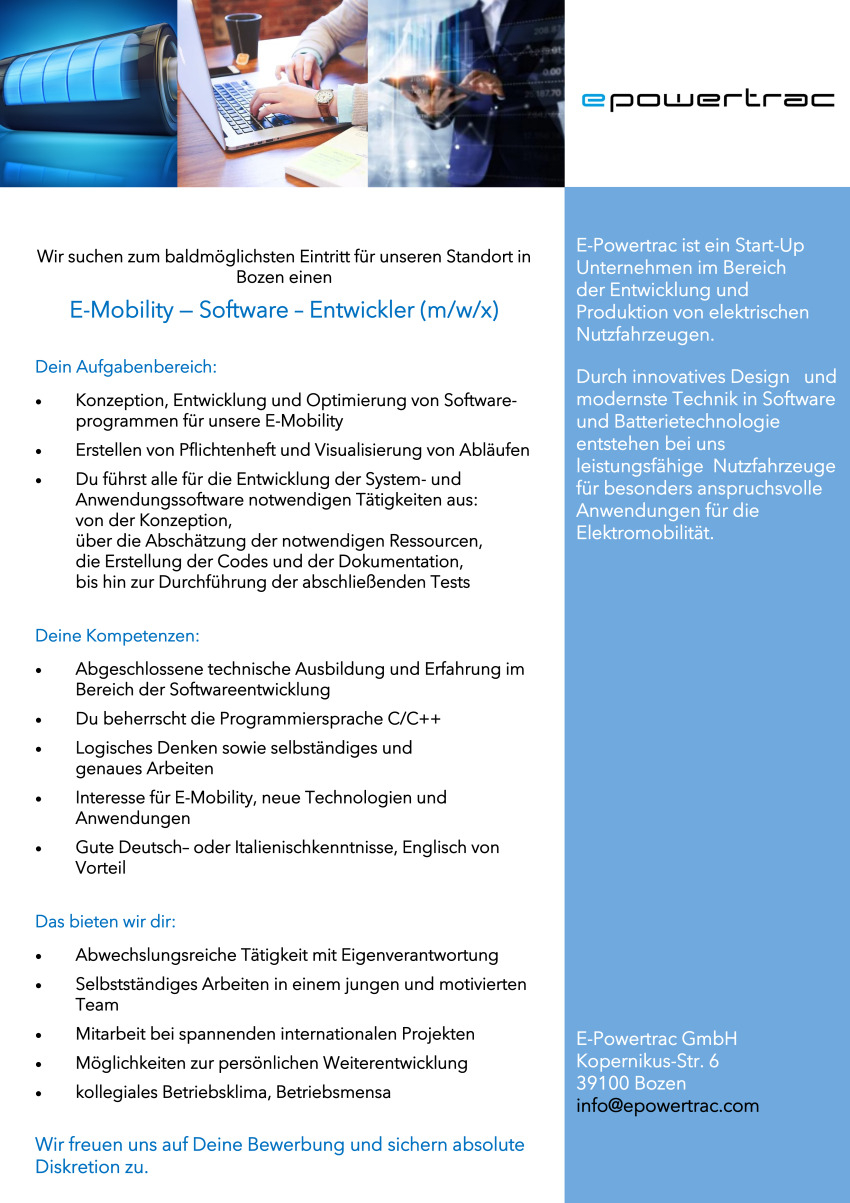 E-Mobility - Software-Entwickler (m/w/x)