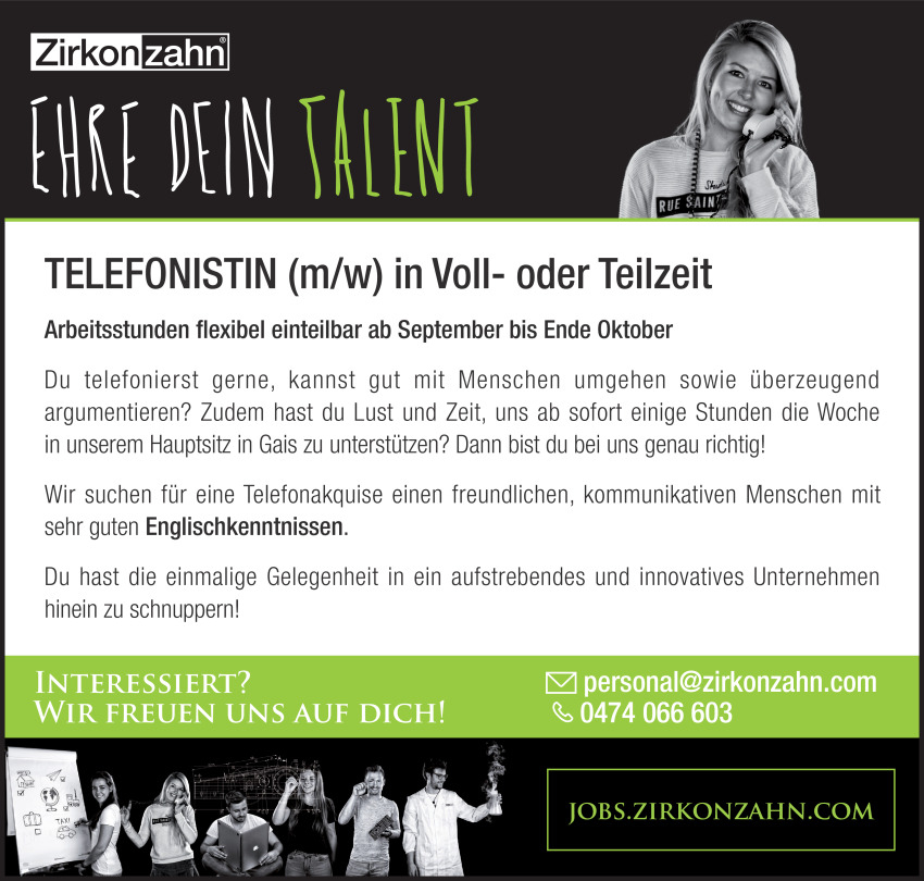 Telefonistin (m/w) in Voll- oder Teilzeit