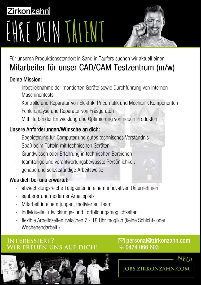 Mitarbeiter für unser CAD/CAM Testzentrum (m/w)