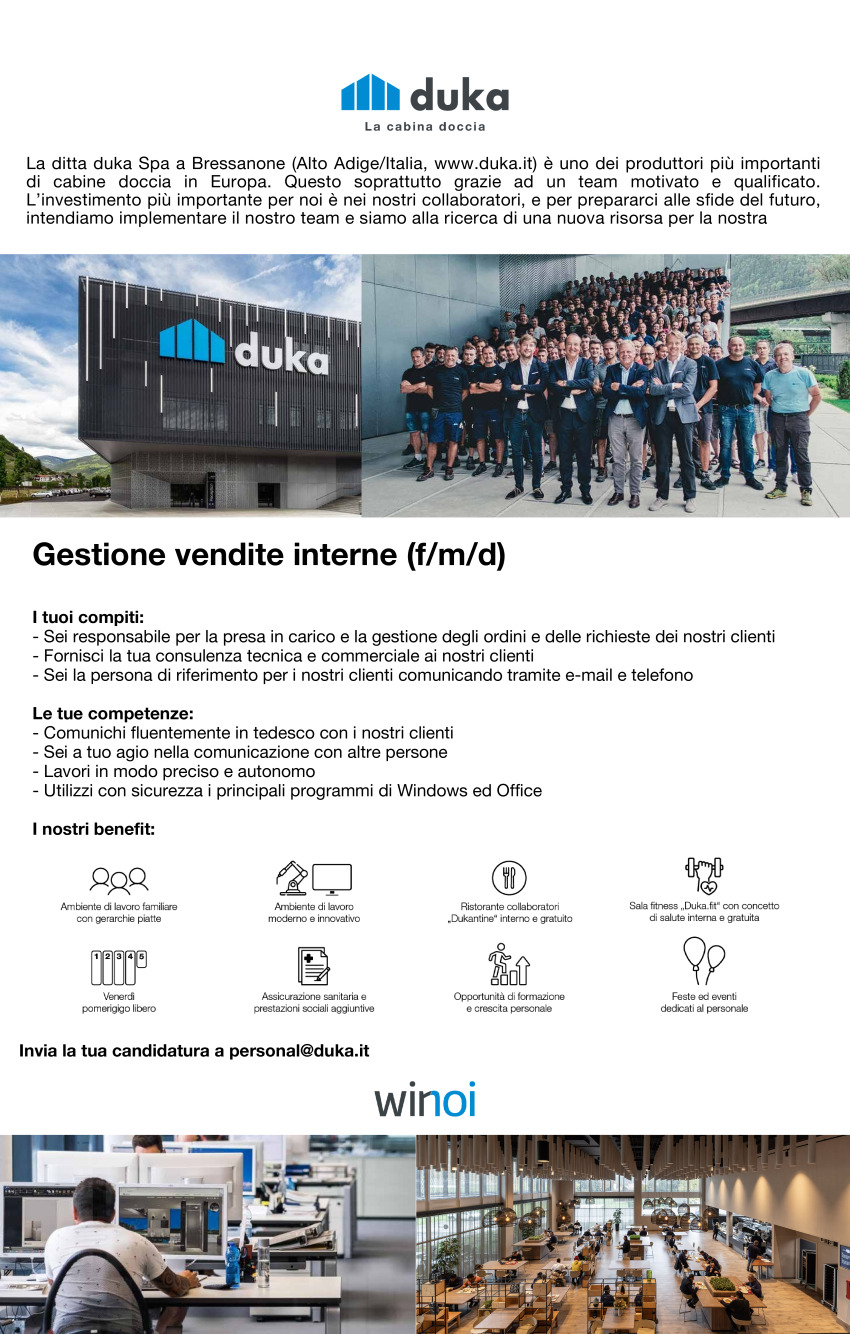 Gestione vendite interne (f/m/d)