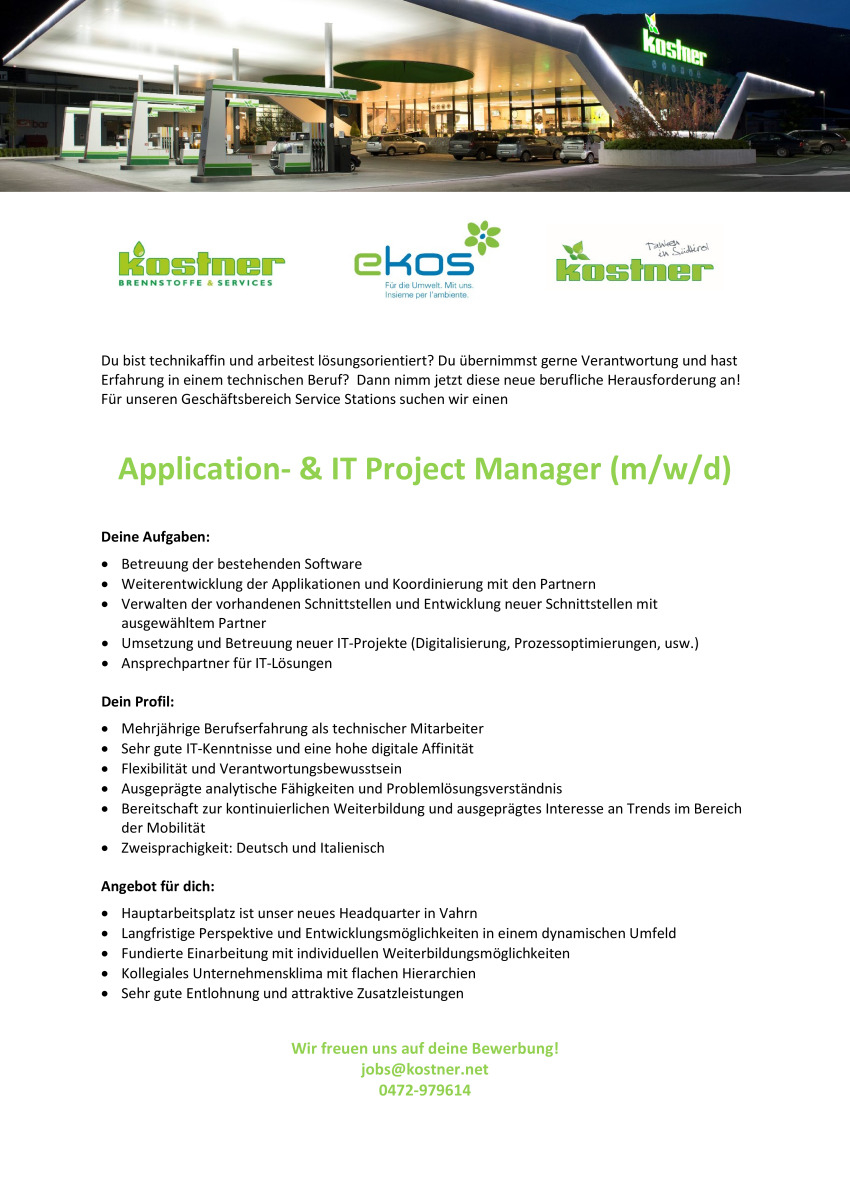 Application- & IT Project Manager (m/w/d)
