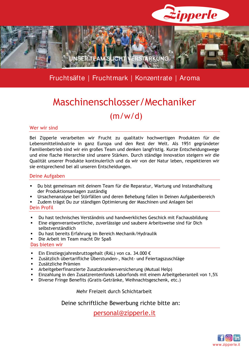 Maschinenschlosser / Mechaniker (m/w/d)