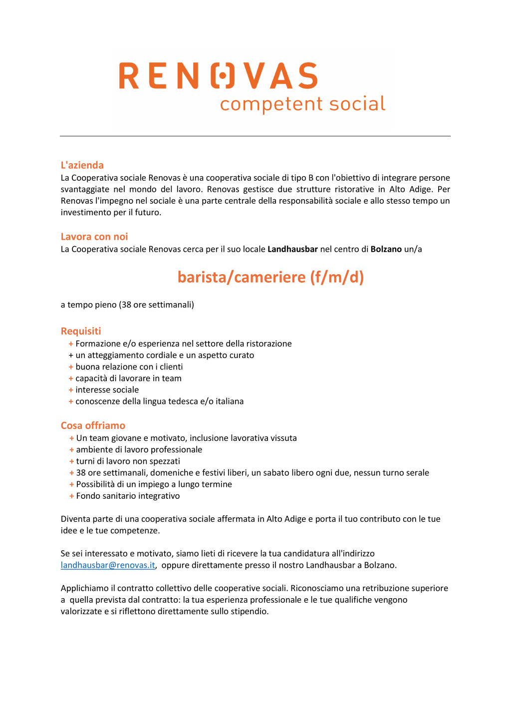 Barista / Cameriere
