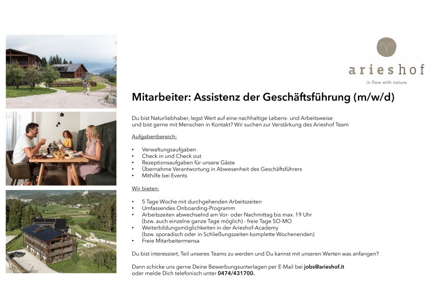 Mitarbeiter für Rezeption und Verwaltung (m/w/d)