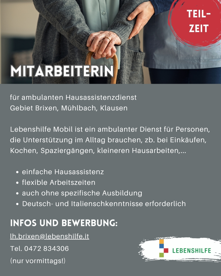 Mitarbeiterin für ambulanten Hausassistenzdienst