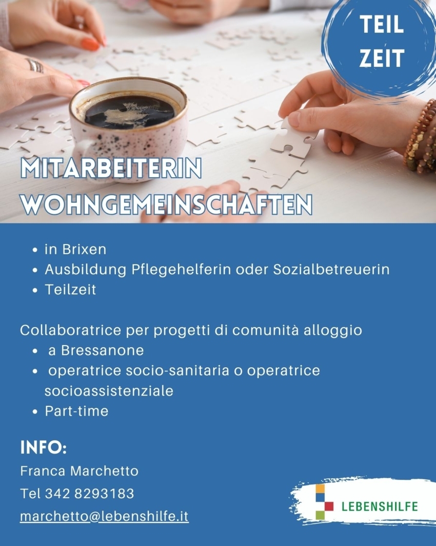 Collaboratrice per progetti di comunità alloggio (m/f/d)