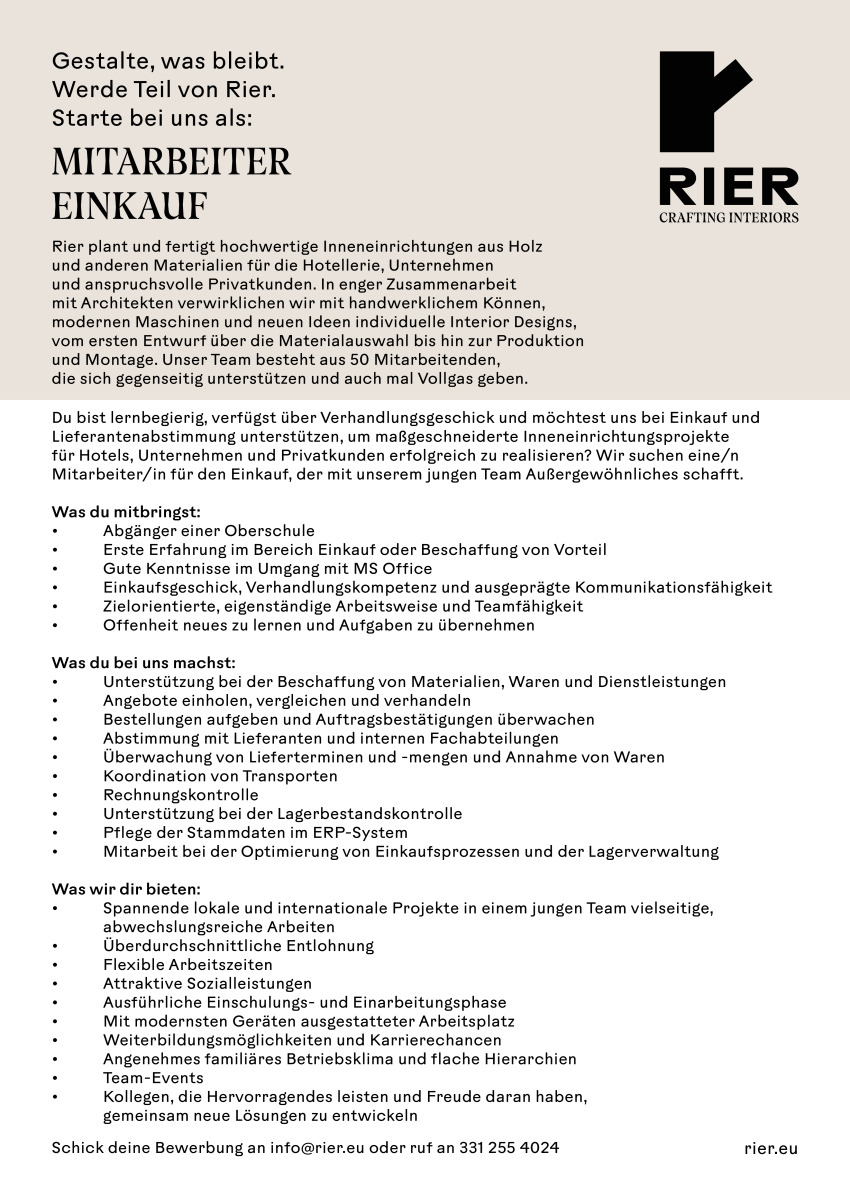 Einkauf Mitarbeiter/in