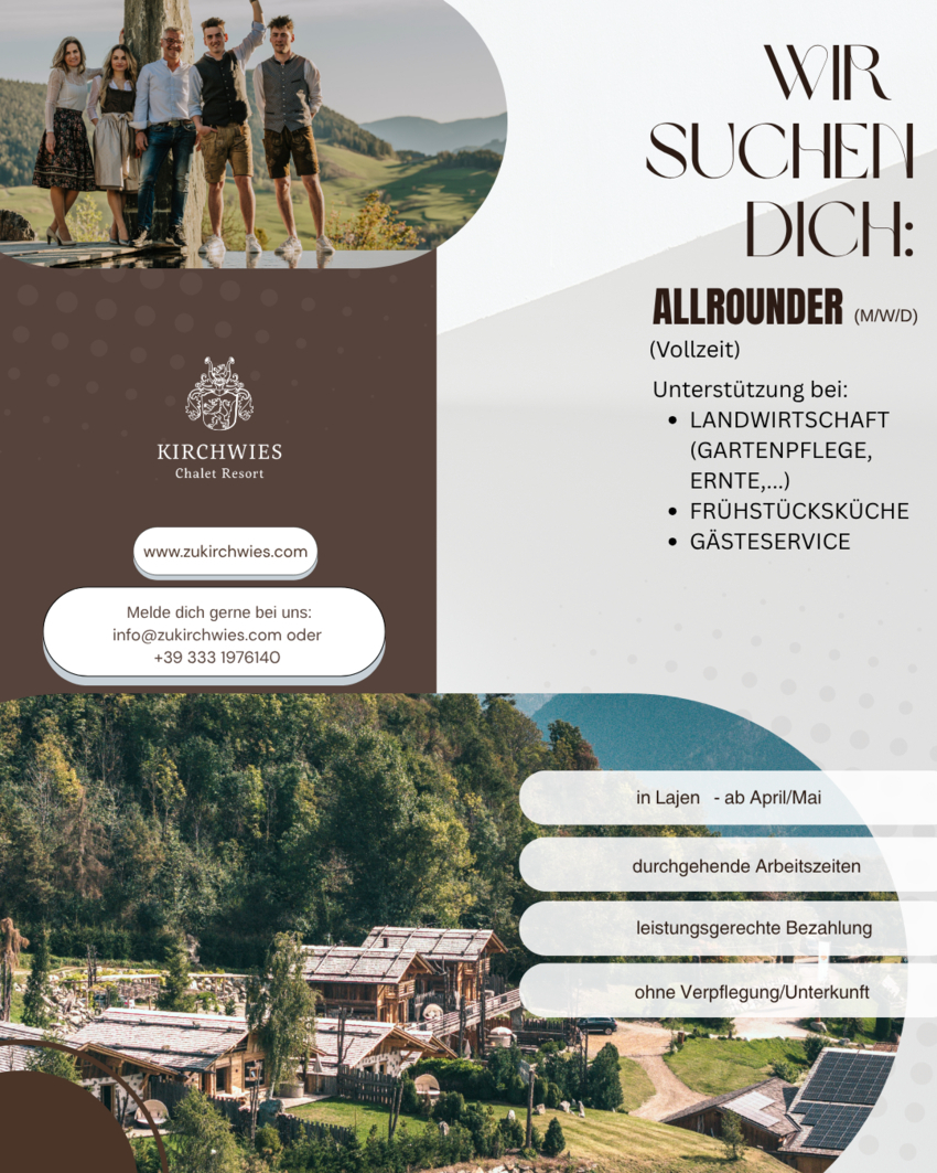 Allrounder: Mithilfe im Garten – Housekeeping – Service (m/w/d)