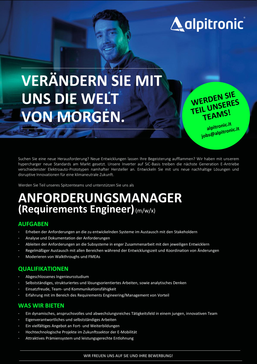 Anforderungsmanager (Requirements Engineer) (m/w/x)