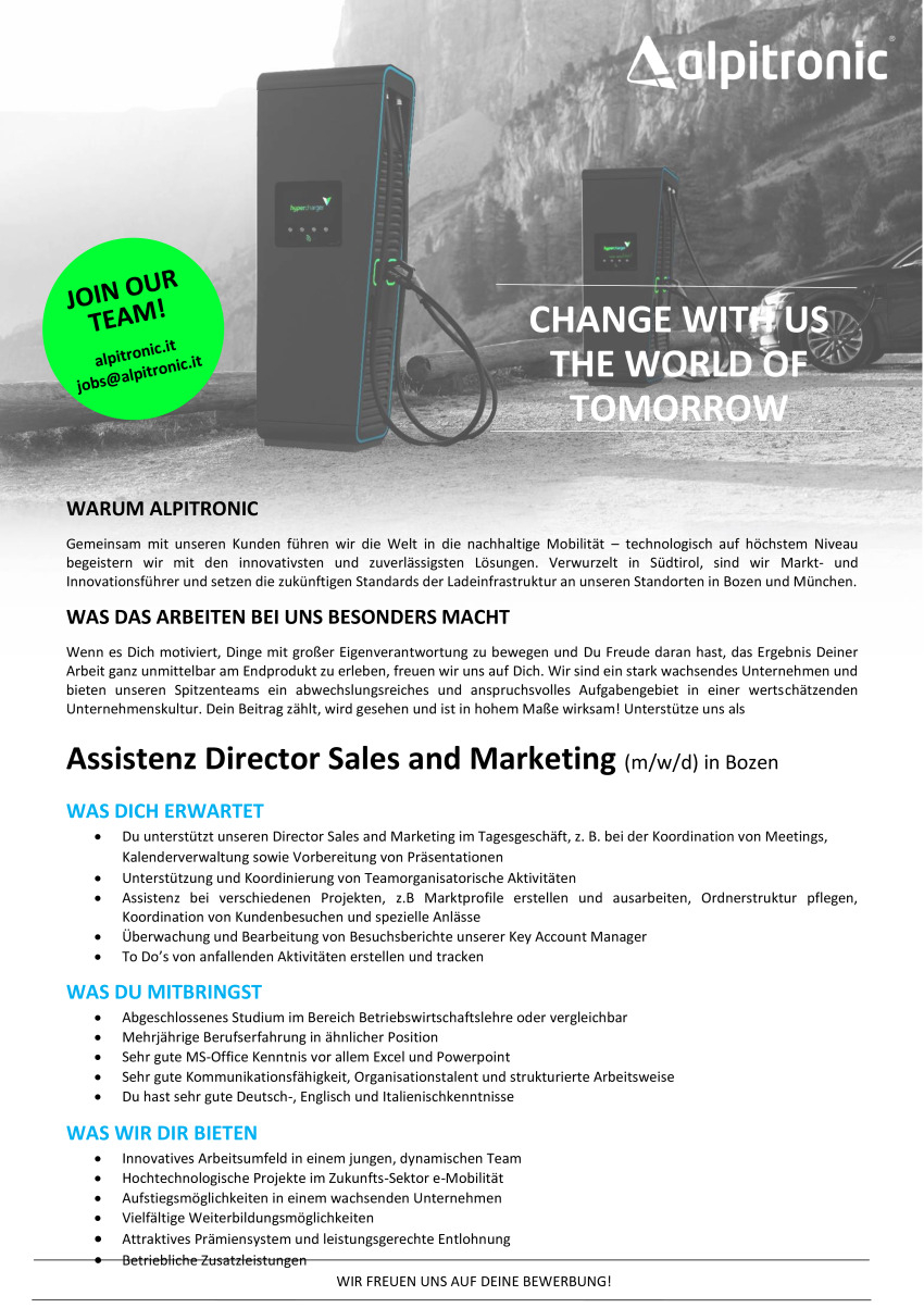 Assistenz Director Sales and Marketing (m/w/d) 
