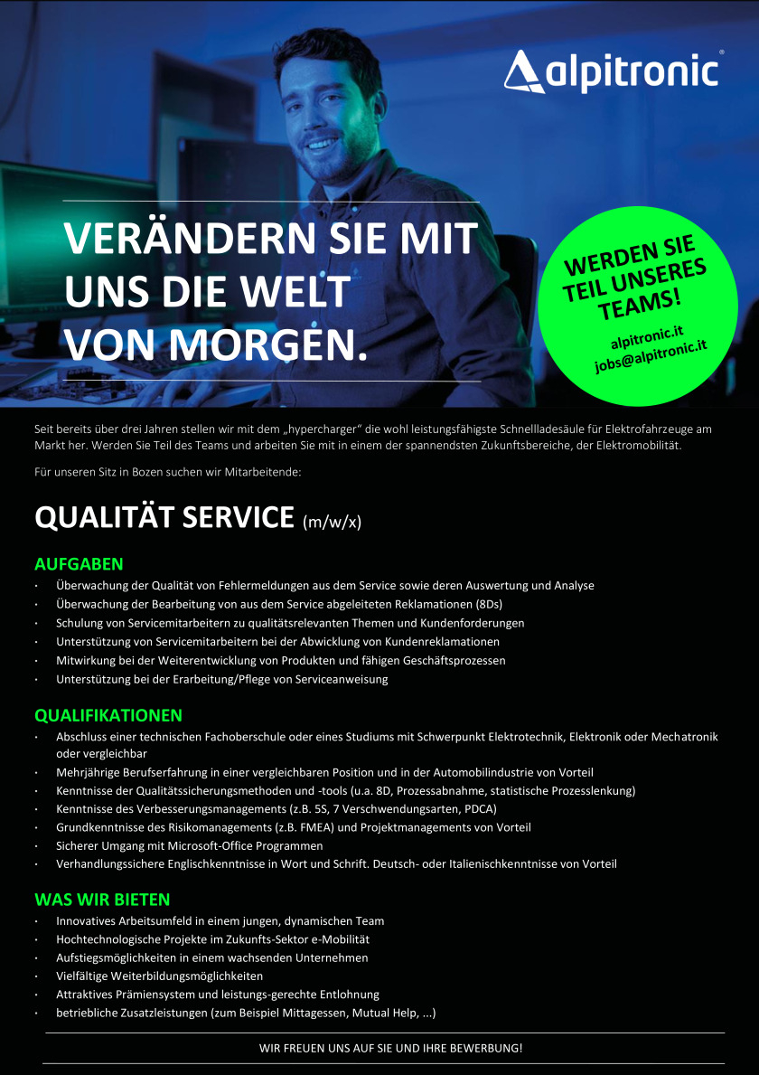 Mitarbeiter für Qualität Service (m/w/x)