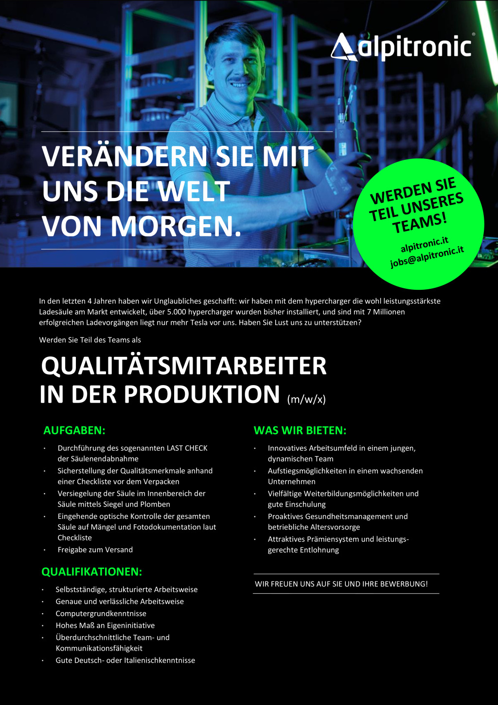 Qualitätsmitarbeiter in der Produktion (m/w/x)