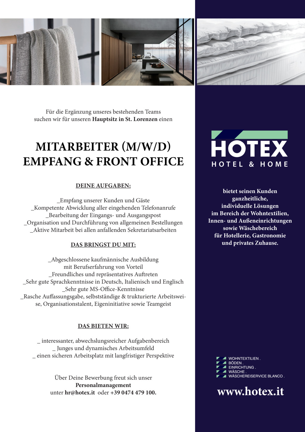 Mitarbeiter Empfang und Front Office (m/w/d)