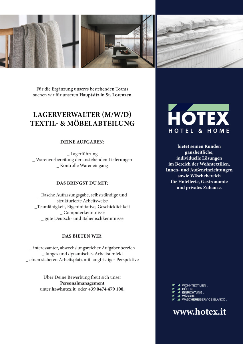 Lagerverwalter/in (m/w/d) Textil- & Möbelabteilung