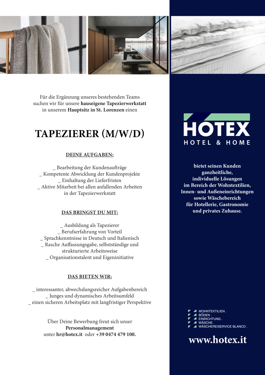 TAPEZIERER:IN (M/W/D)