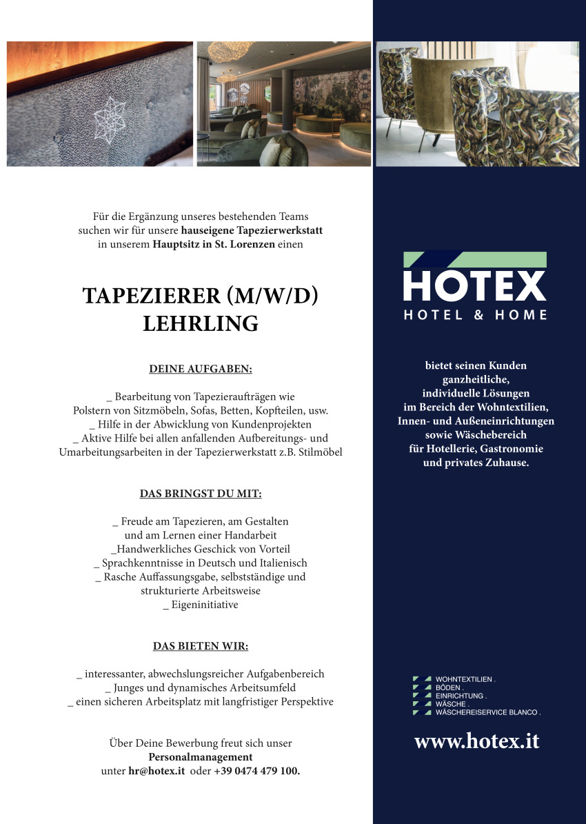 TapeziererIn Lehrling (m/w/d)