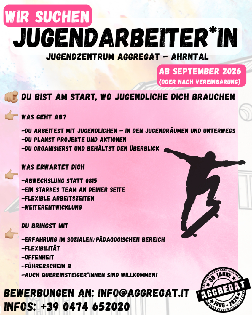 Jugendarbeiter*in Jugendzentrum Aggregat