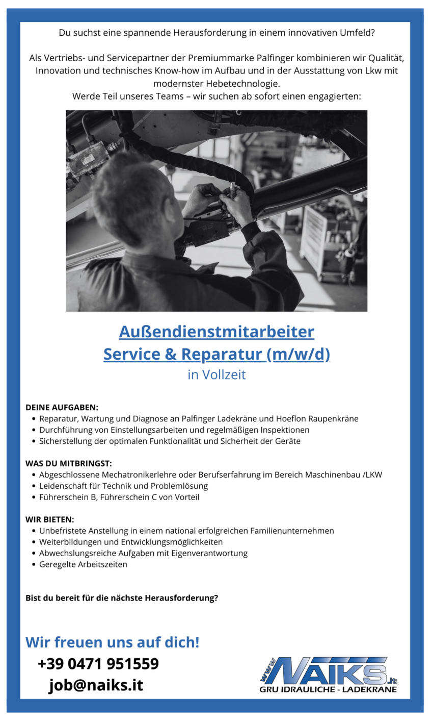 Außendienstmitarbeiter Service & Reparatur (m/w/d)