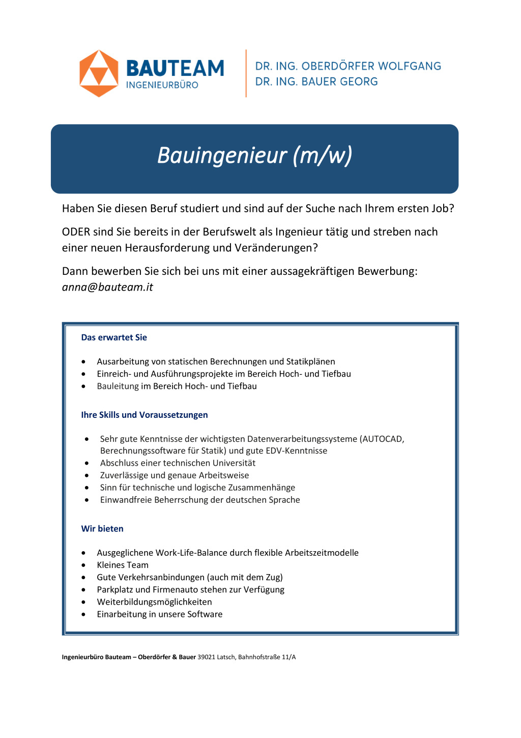 Bauingenieur (m/w)