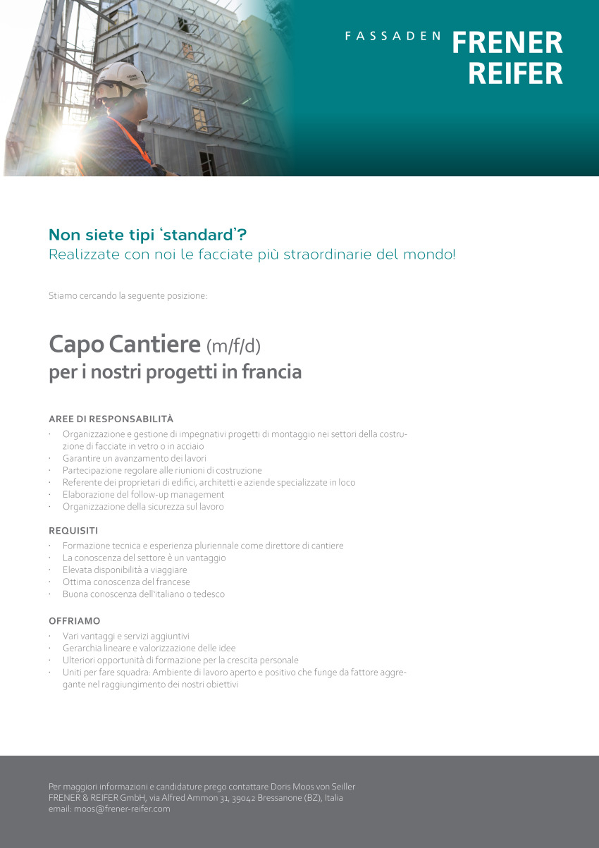 Capo Cantiere (m/f/d) per i nostri progetti in francia