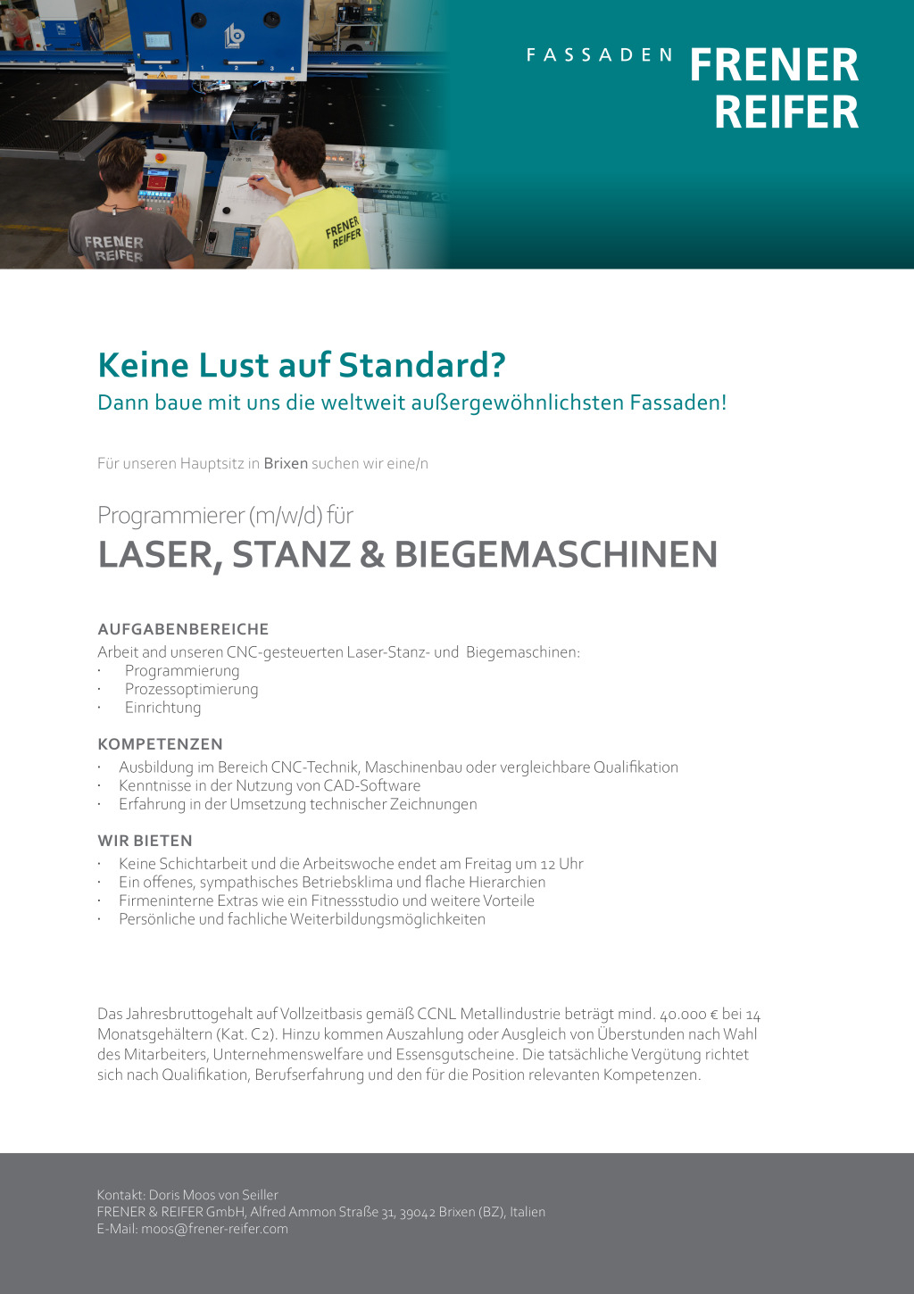 Programmierer (m/w/d) für Laser-Stanz- und Biegemaschinen