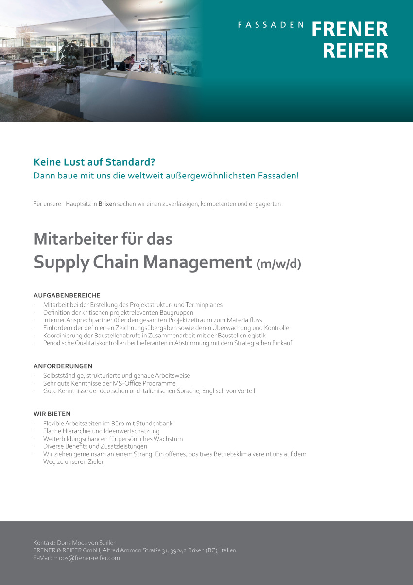  Mitarbeiter für das Supply Chain Management (m/w/d)