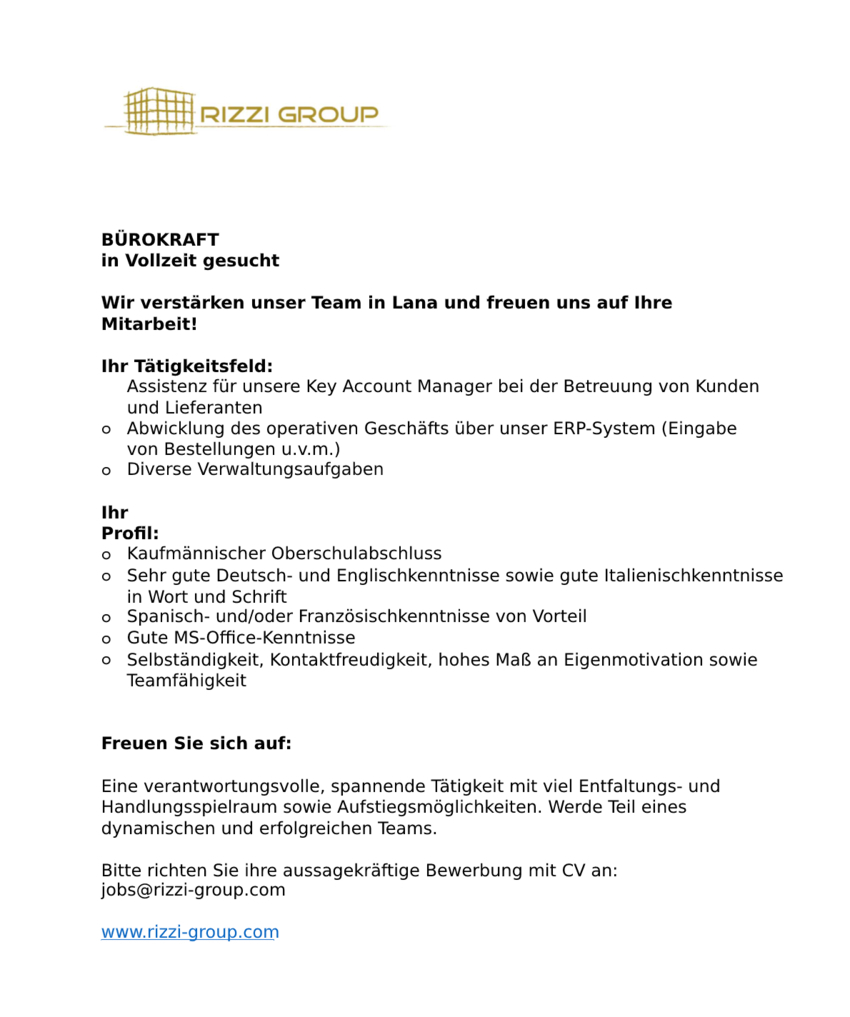 Back Office; Bürokraft (m/w)