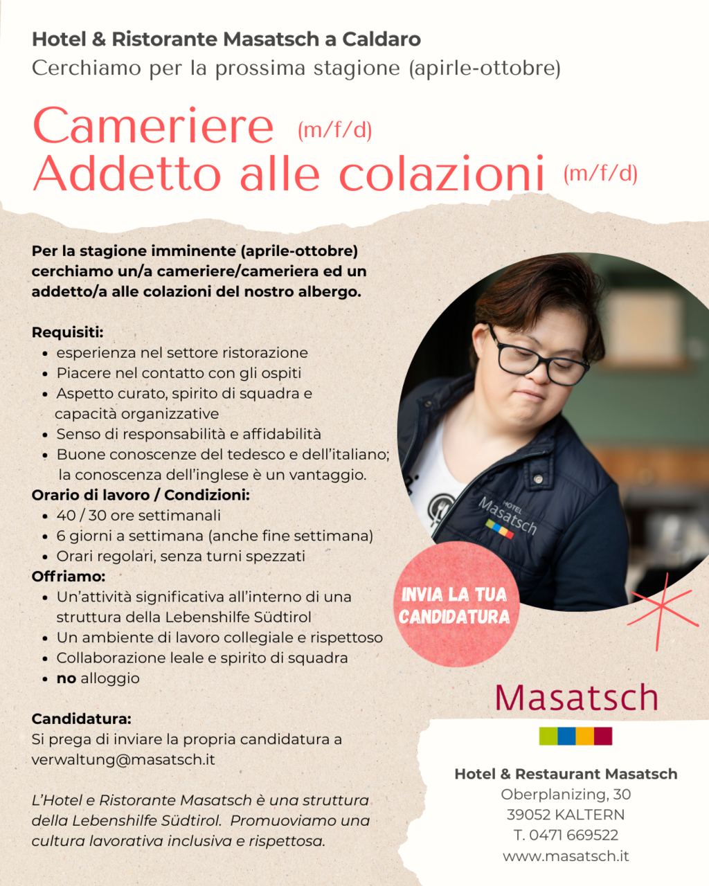 Cameriere e addetto alle colazioni 