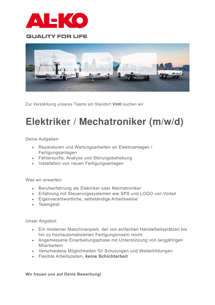 Elektriker / Mechatroniker (m/w/d)