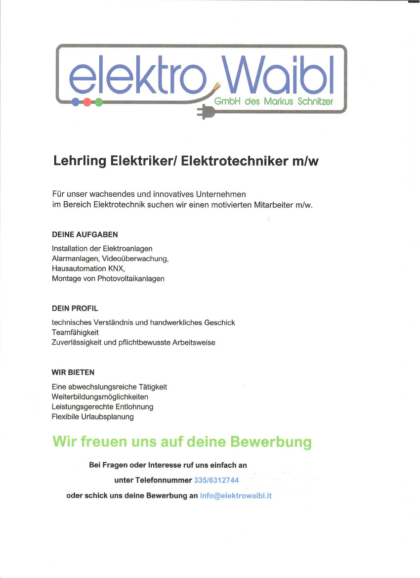 Lehrling Elektriker/ Elektrotechniker m/w