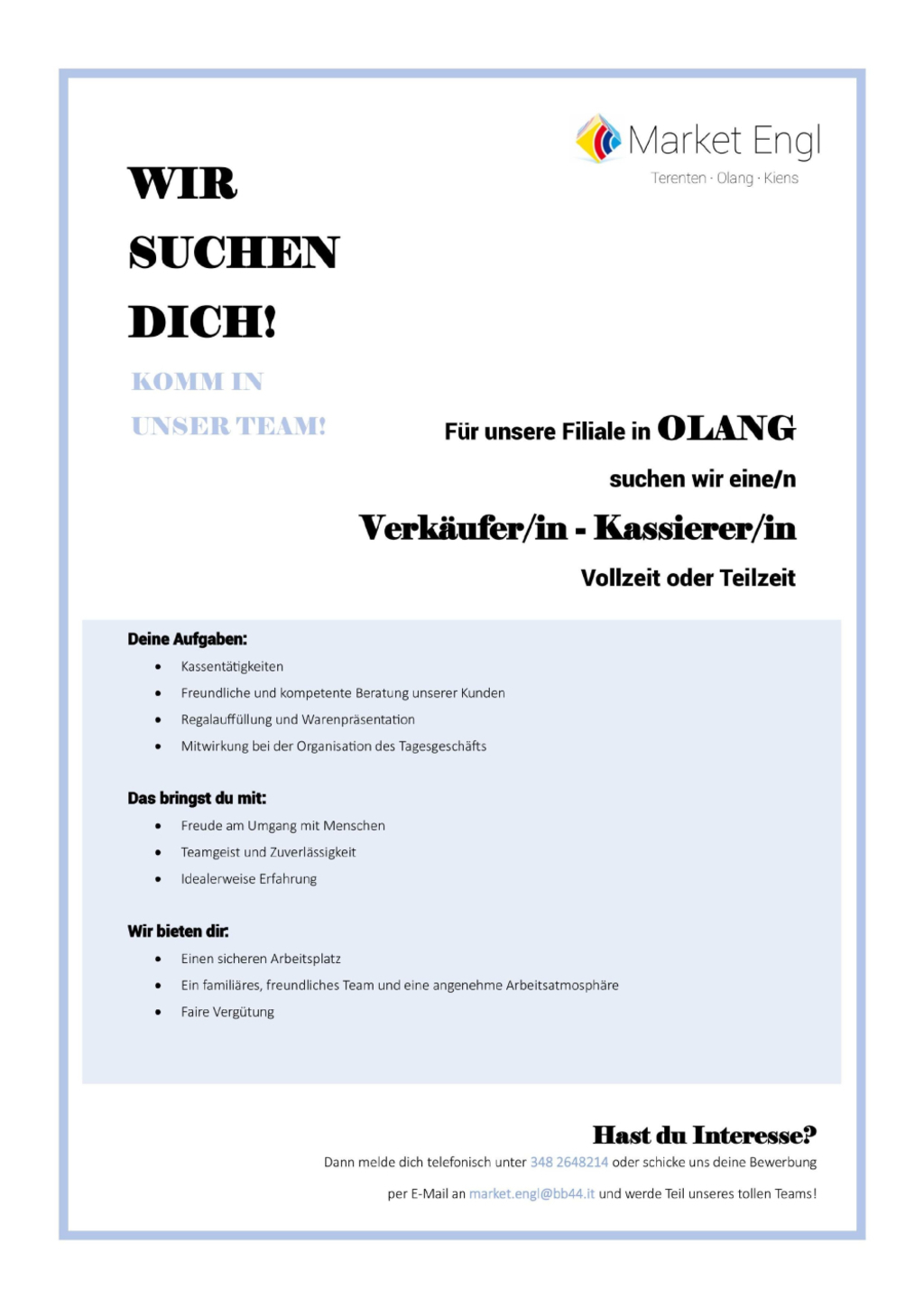 Verkäufer/in - Kassierer/in