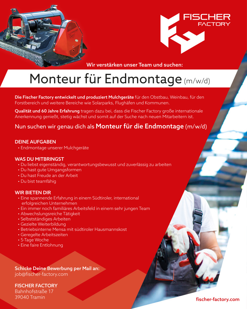 Monteur für die Endmontage (w/m/d)