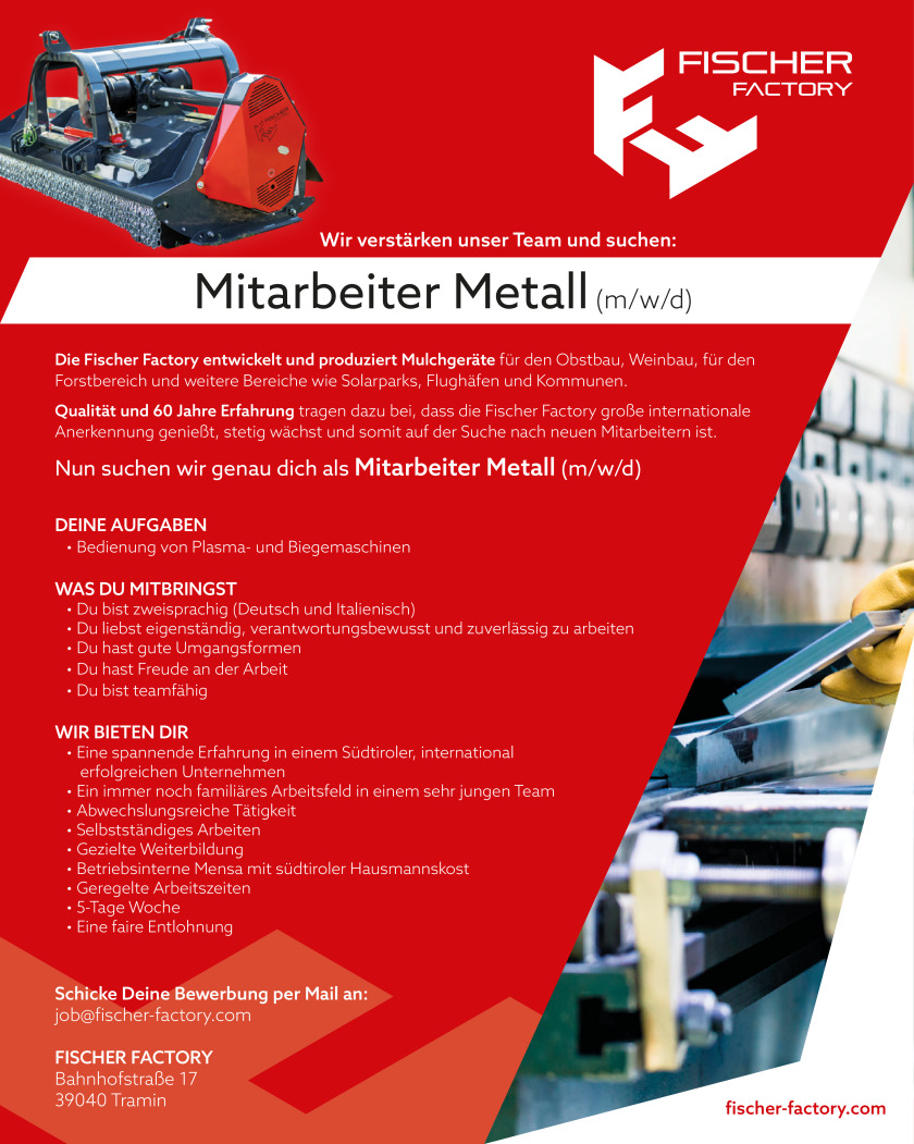 Mitarbeiter Metall (w/m/d)