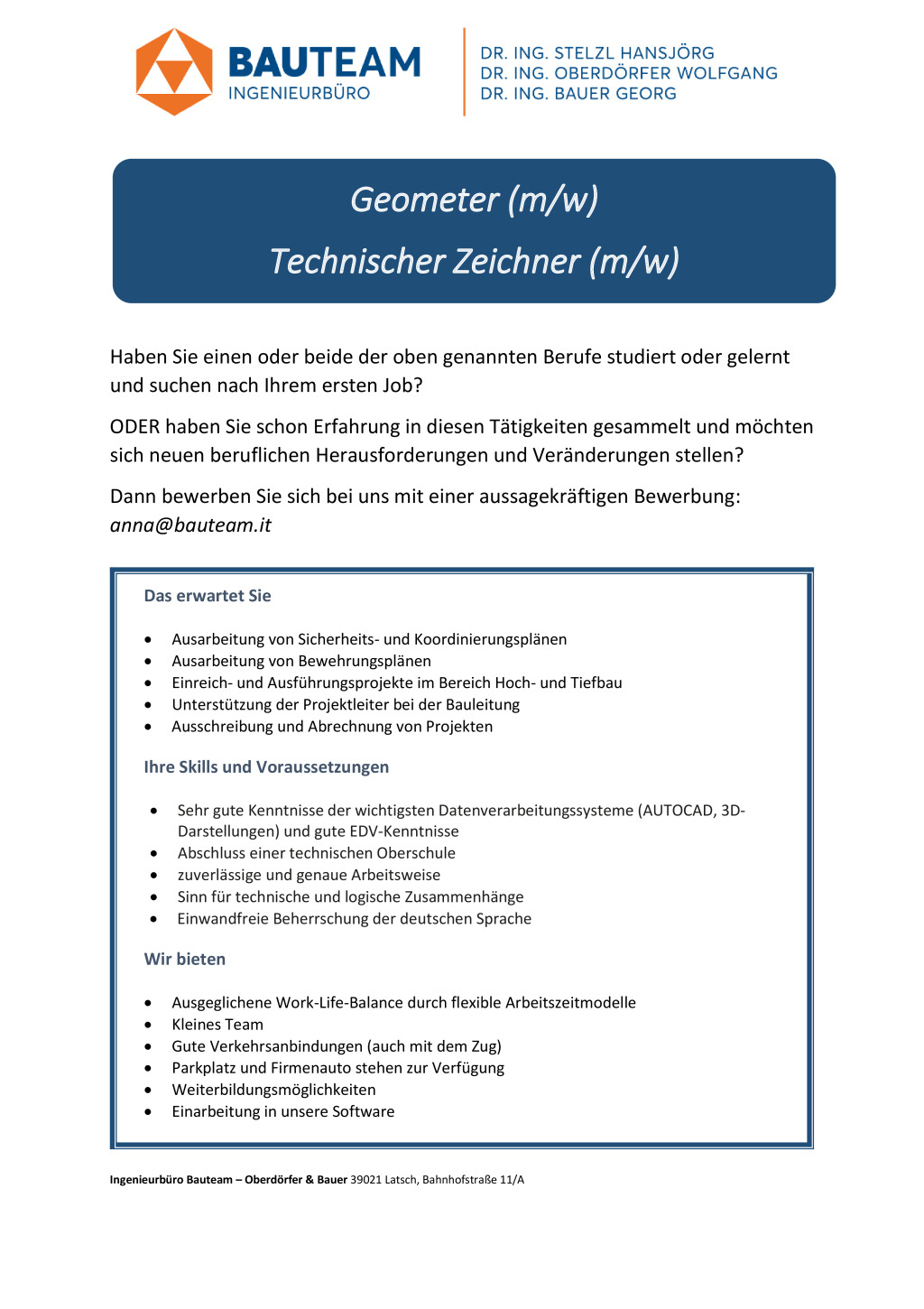 Geometer/Technischer Zeichner (m/w)