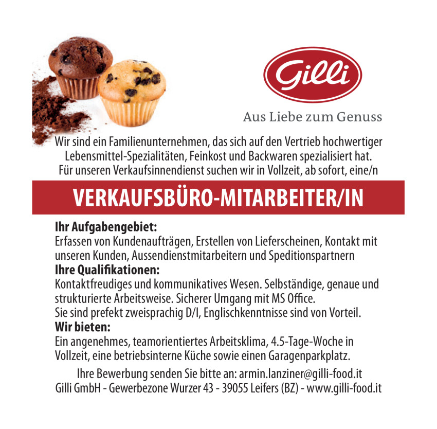 Verkaufsbüro - Mitarbeiter/in