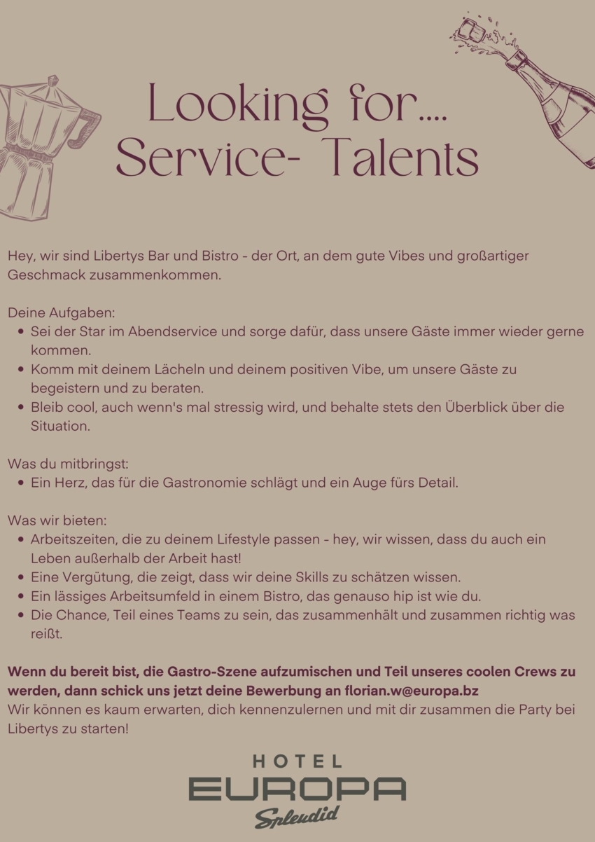 Service-Talent für das Liberty's Bistro (m/w/d)