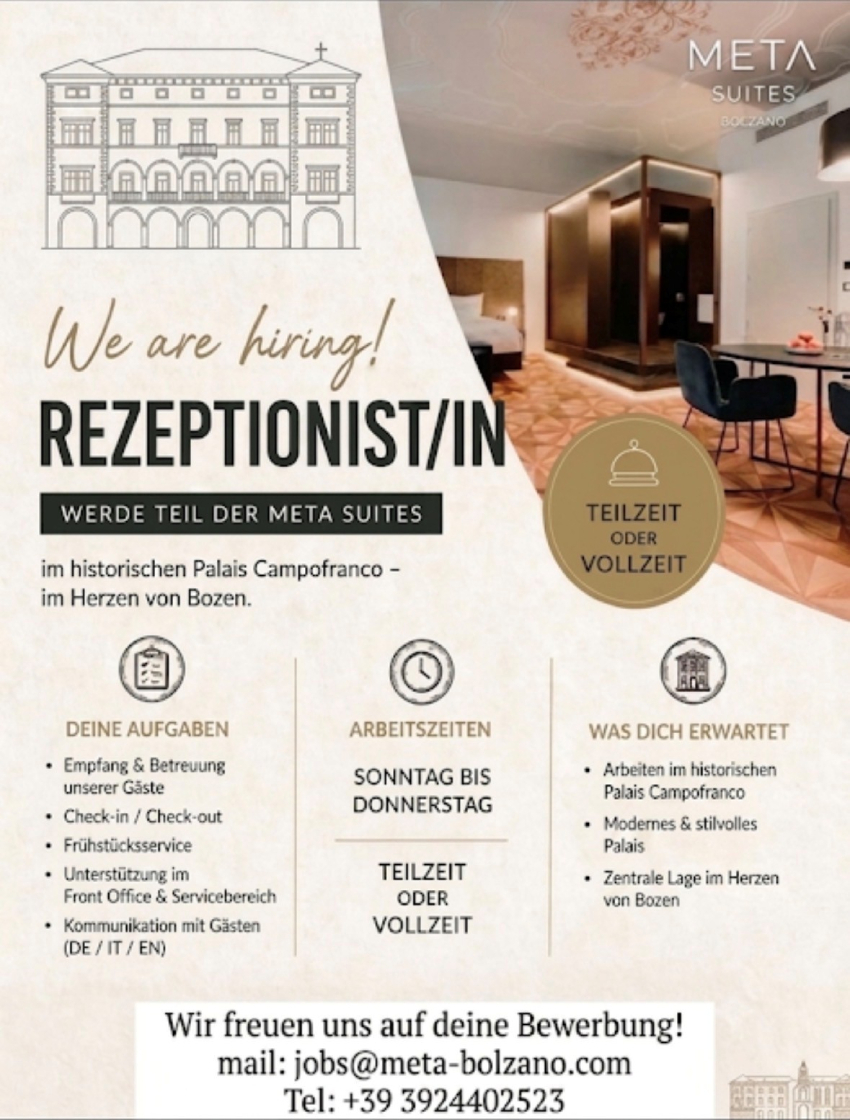 Rezeptionist/in