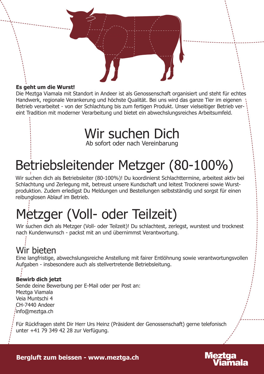 Metzger / betriebsleitender Metzger (m/w/d)