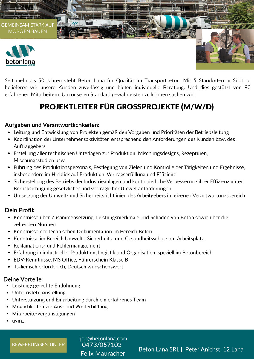 Projektleitung für Großprojekte (m/w/d)
