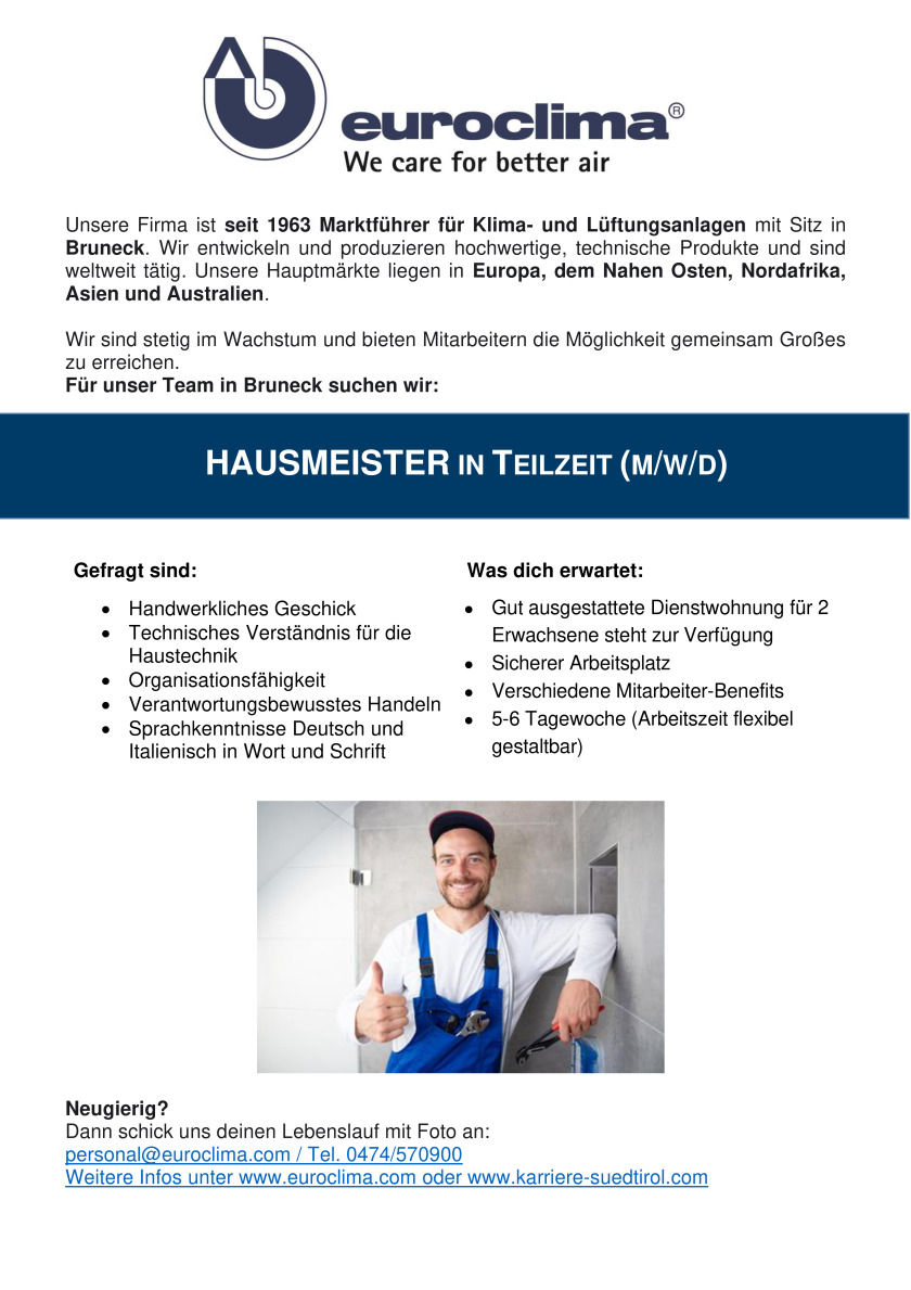 Hausmeister in Teilzeit (m/w/d)