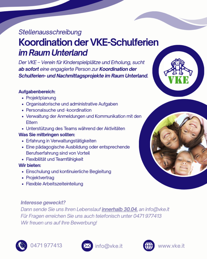 Koordination der VKE-Schulferien- im Raum Unterland (m/w/d)