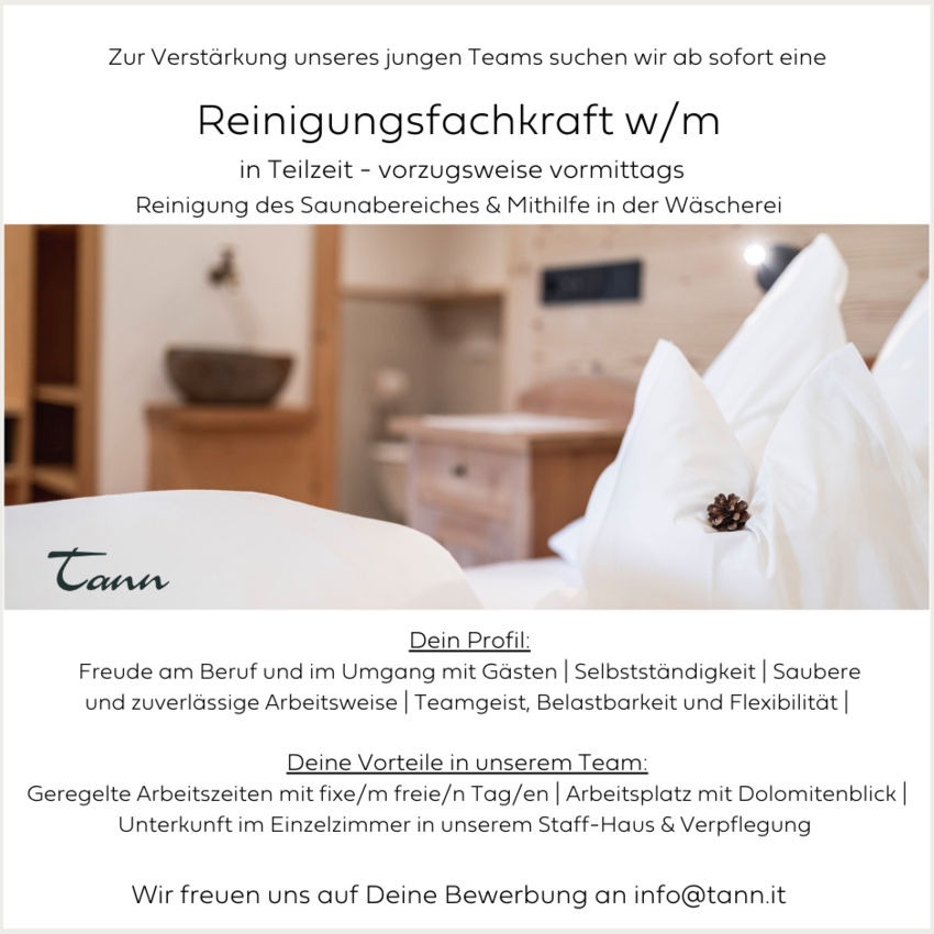 Zimmermädchen (w/m) ab sofort gesucht