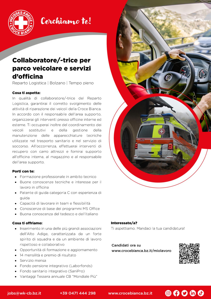 Collaboratore/-trice per parco veicolare e servizi d’officina (m/f/d)